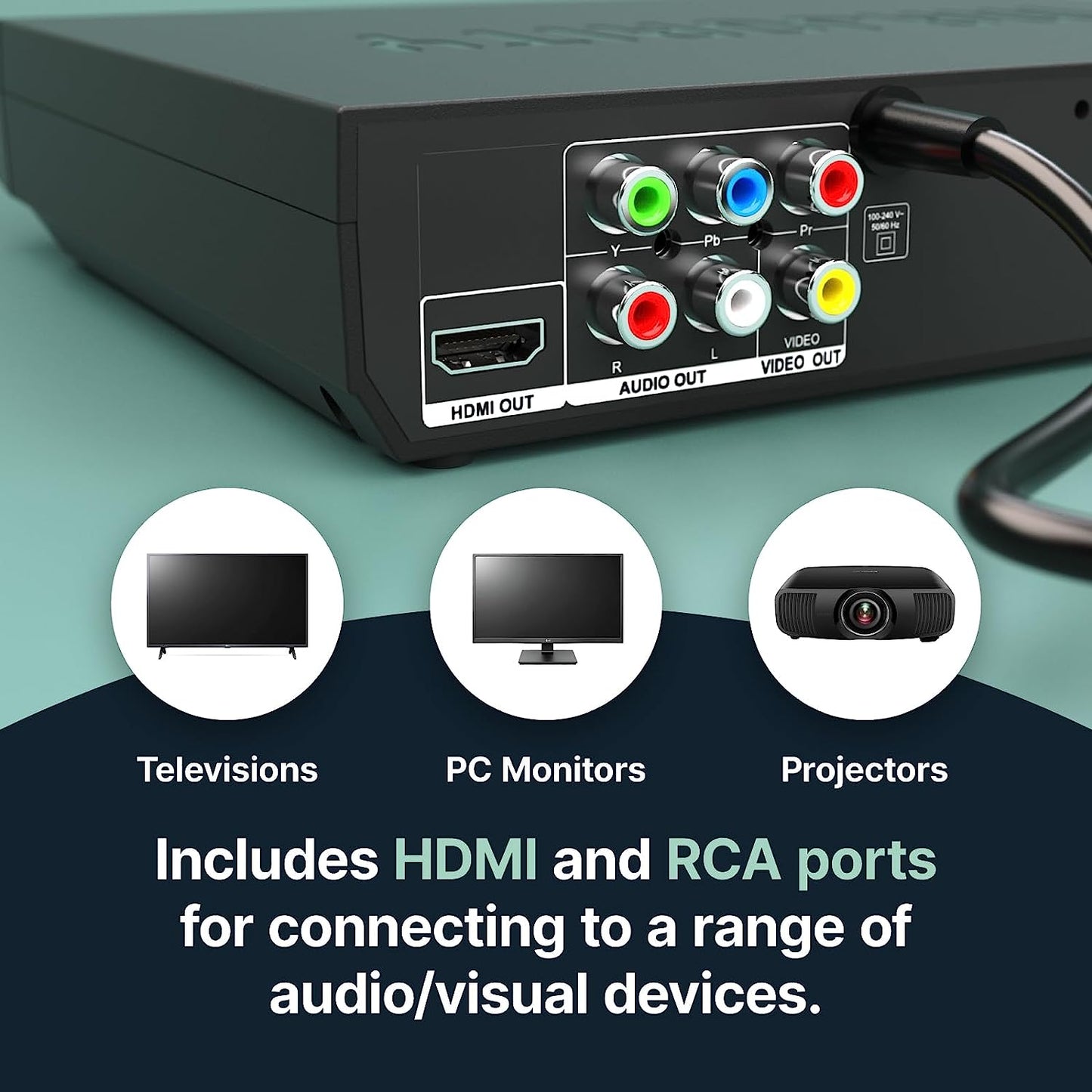 Majority DVD Player for TV HDMI and RCA Ports Multi Region Slim with RC