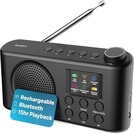 Majority ORWELL Pro Portable FM/DAB Radio with Display & Bluetooth USB-C Rechargeable