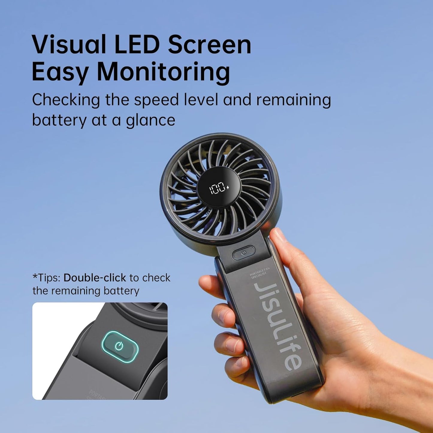 Jisulife Portable Personal Fan Life7 5000mAh Black