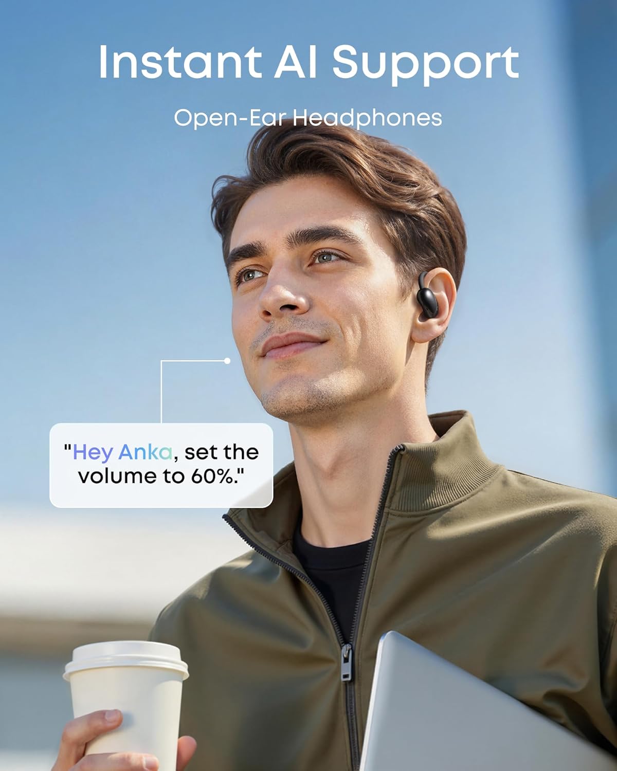 Anker Soundcore TWS Earphones Open Air AeroFit 2 AI Assistant, Hi-Res, 35H Playtime, Black