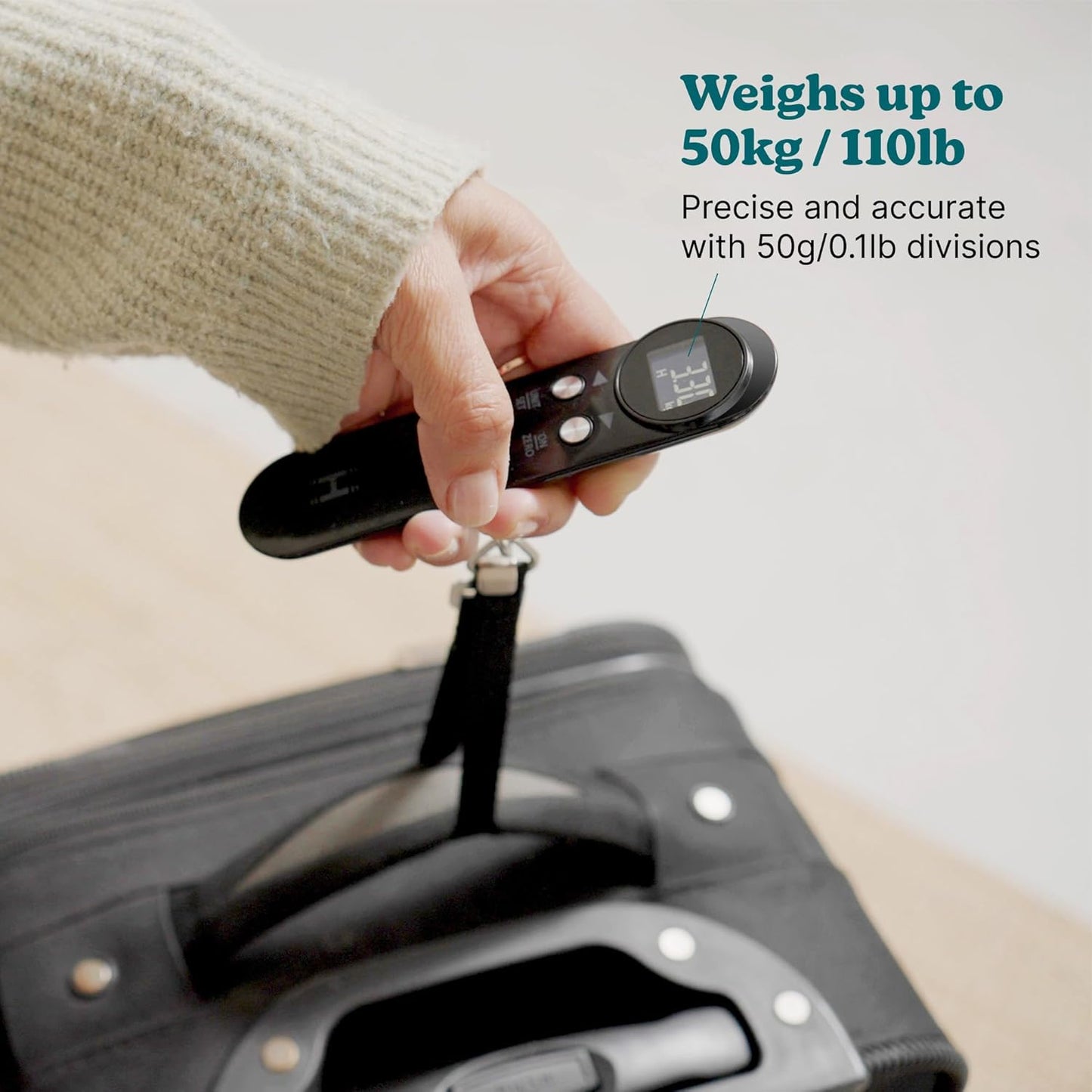 HoMedics SCL-L100-BKR Travel Luggage Scale Digital Display up to 50Kg