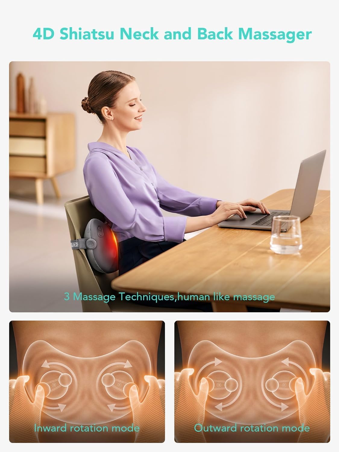 SKG Back-Waist-Neck Wireless Massager with Heat T1-2 Pro