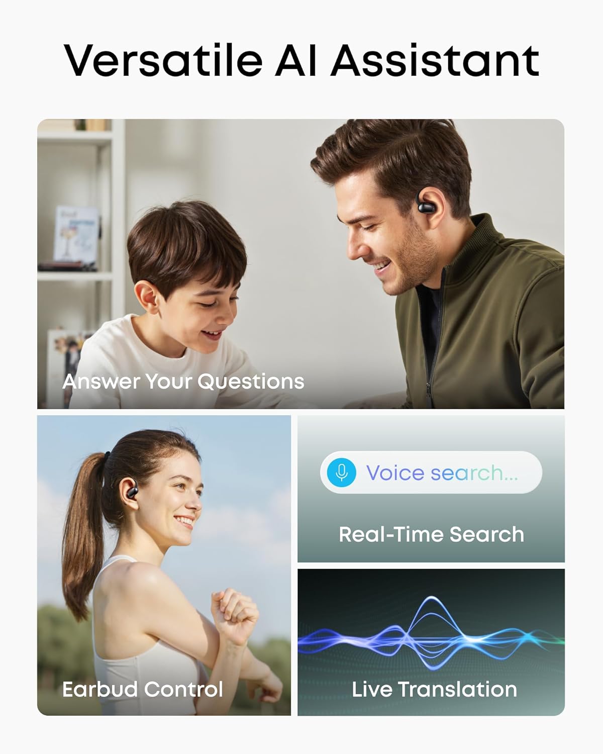 Anker Soundcore TWS Earphones Open Air AeroFit 2 AI Assistant, Hi-Res, 35H Playtime, Black