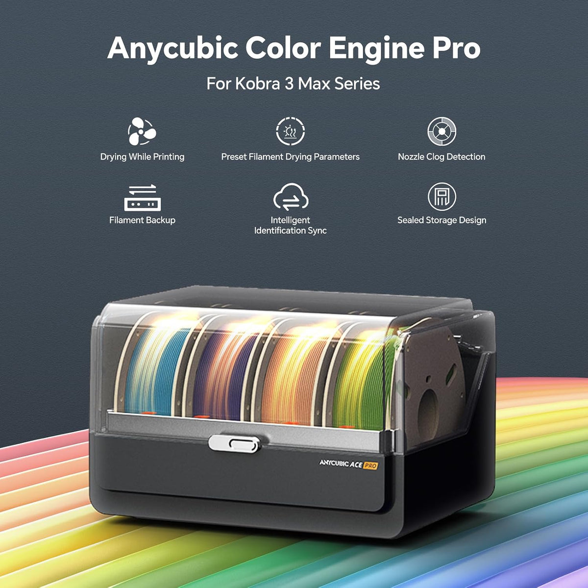Anycubic 3D Printer Kobra S1 Combo Multicolor With Ace Pro Filament Box with Drying Capability