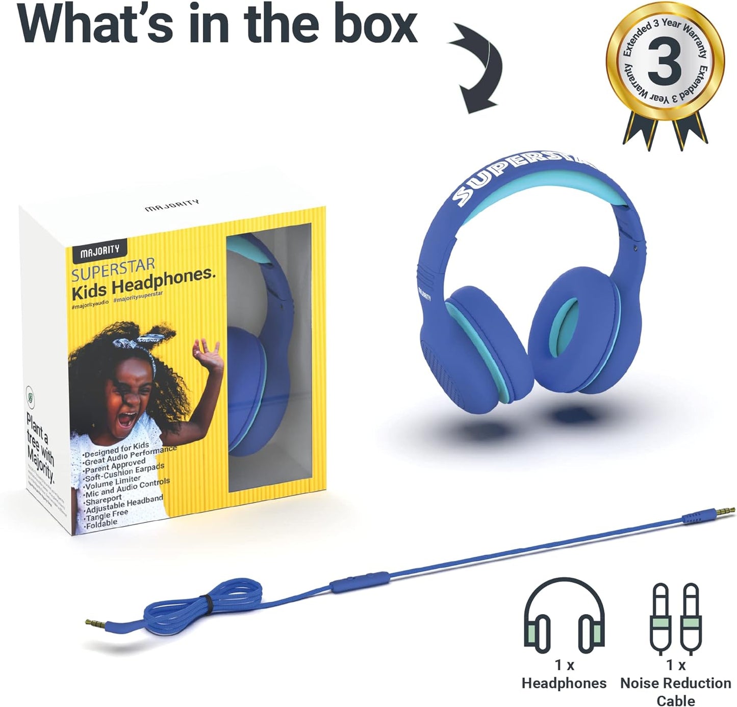 Majority SUPERSTAR Kids Over Ear Headphones Blue