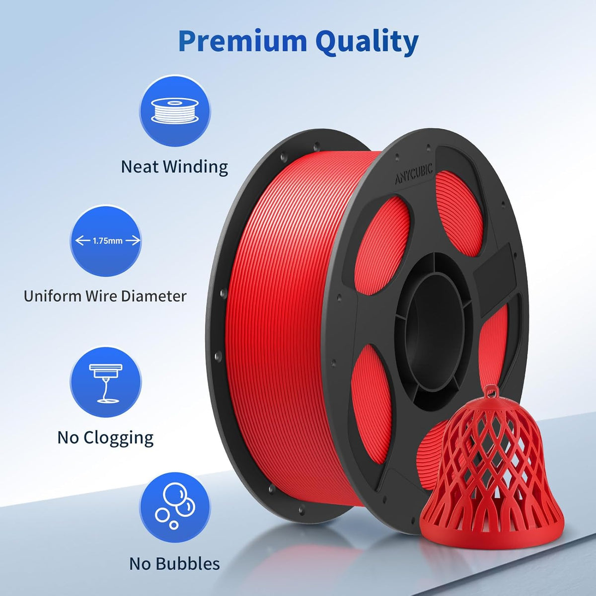 Anycubic PLA Basic Filament Texture Red 1Kg