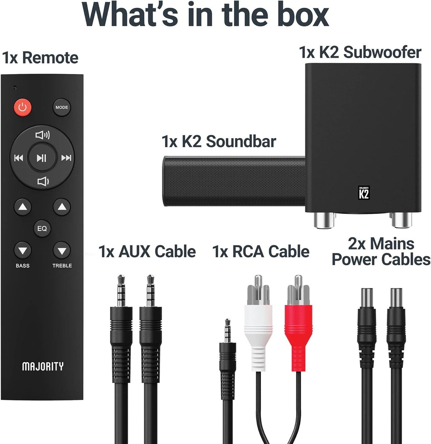 Majority Soundbar K2 150W BT/USB/Optical/HDMI/Wls-Sub