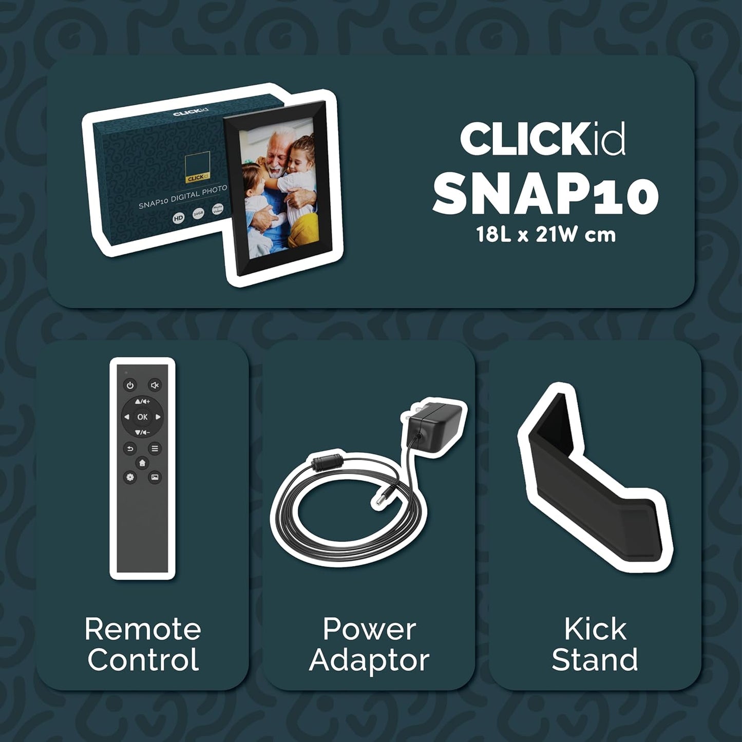 Majority CLICKid Snap10 10.1'' Photo Frame with Frameo App WiFI/Touch