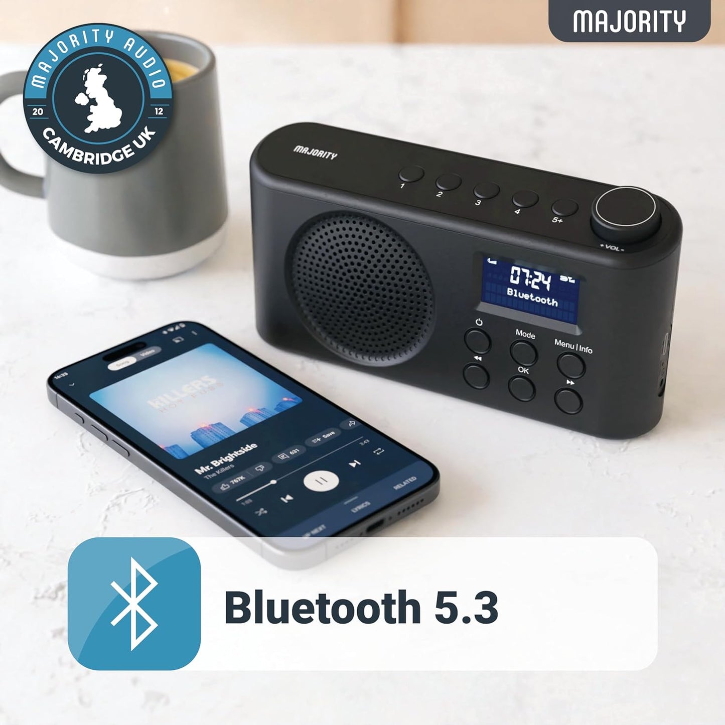 Majority Radio ORWELL Portable with Display & Bluetooth-USB-FM Radio