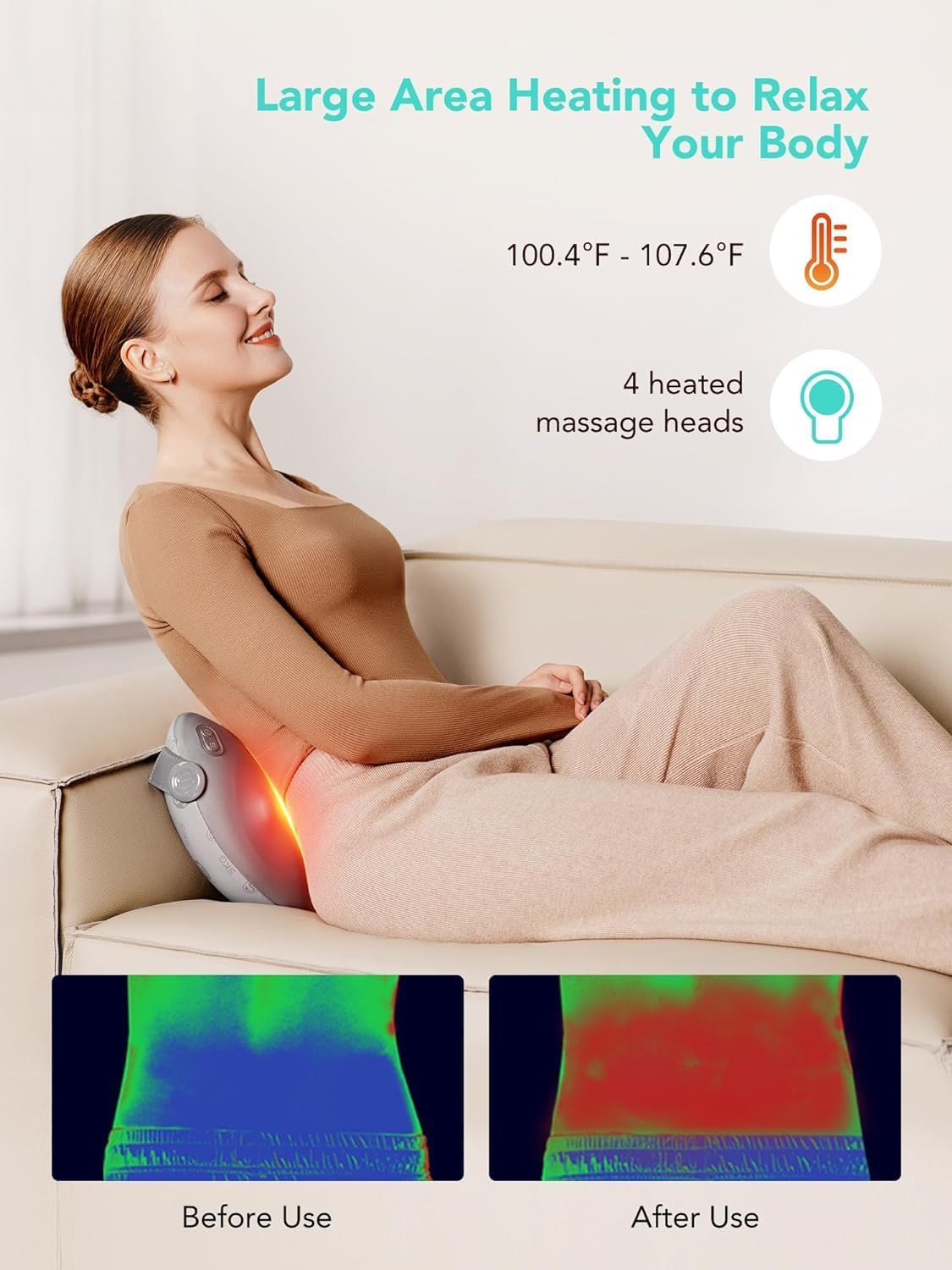 SKG Back-Waist-Neck Wireless Massager with Heat T1-2 Pro