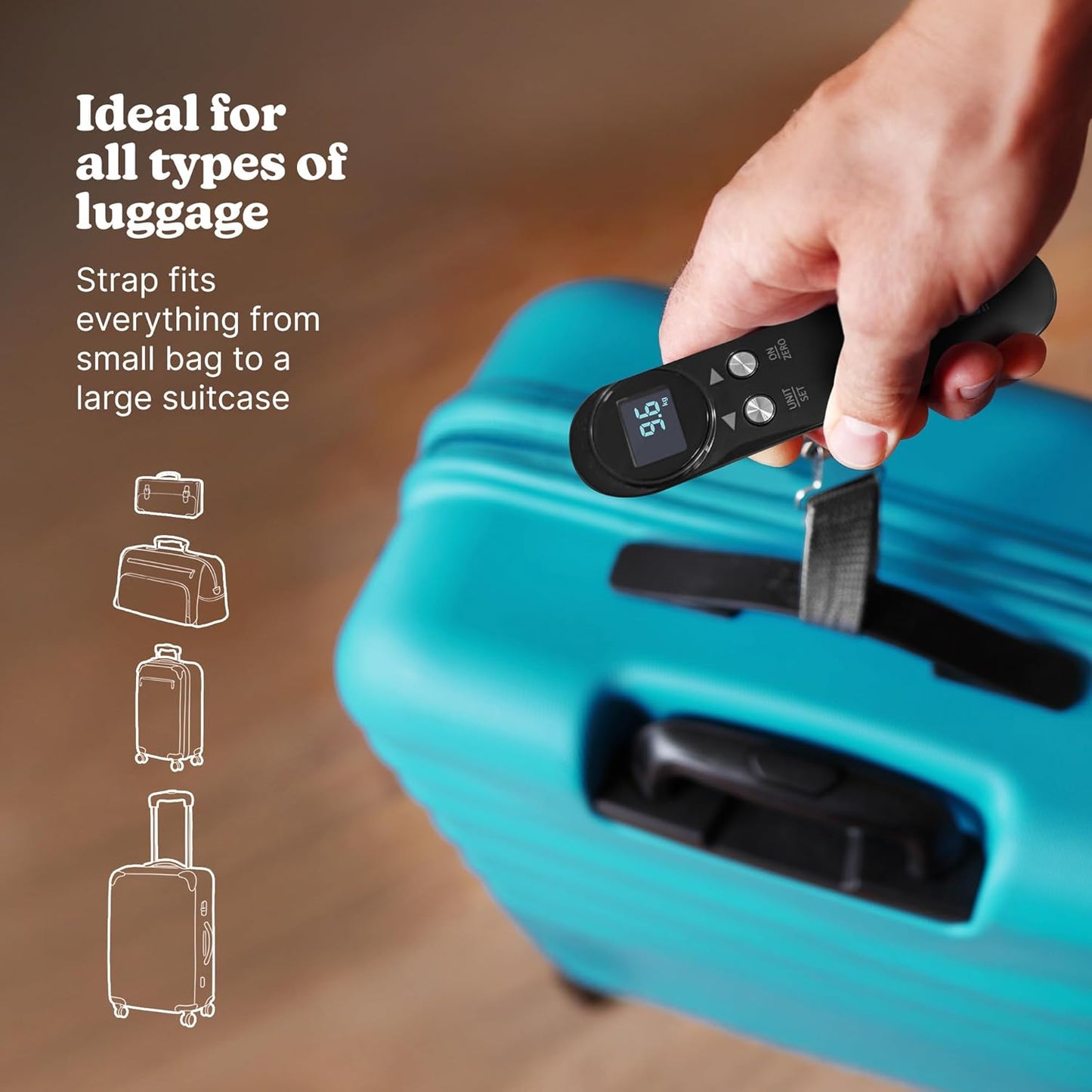 HoMedics SCL-L100-BKR Travel Luggage Scale Digital Display up to 50Kg