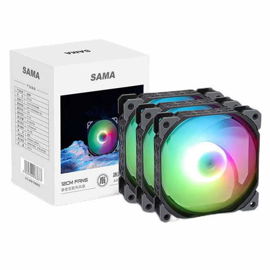 SAMA KT125 BLACK 120mm FAN KIT ARGB (3x FANS) W/FAN HUB