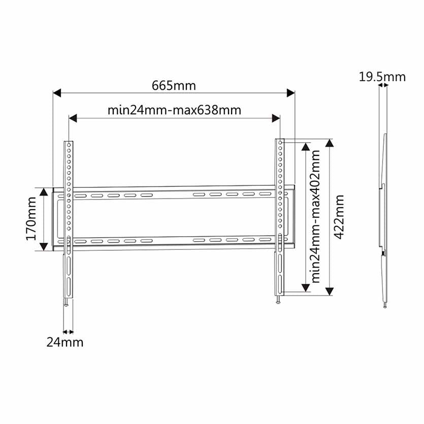 EWENT EW1503 TV & MONITOR WALL MOUNT FIX UPTO 70″ MAX.35KG FLAT