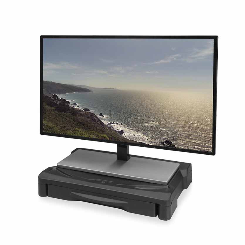 ACT AC8210 MONITOR STAND EXTRA WIDE W/ONE DRAWER ADJUSTABLE 6 OR 9cm BLACK