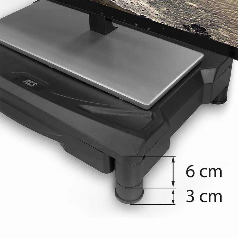 ACT AC8210 MONITOR STAND EXTRA WIDE W/ONE DRAWER ADJUSTABLE 6 OR 9cm BLACK