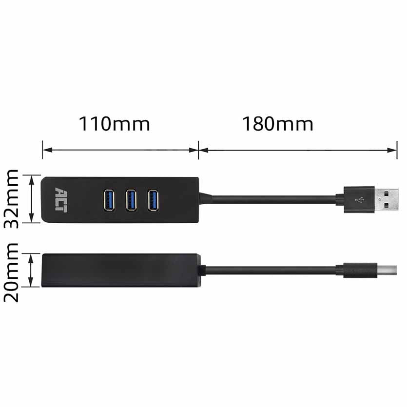 ACT, AC6310 USB3.0 TO 3-PORT HUB WITH GIGABIT ADAPTER