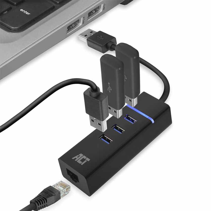 ACT, AC6310 USB3.0 TO 3-PORT HUB WITH GIGABIT ADAPTER