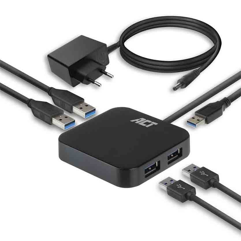 ACT, AC6305 USB HUB3.0 4-PORT 10W W/PSU
