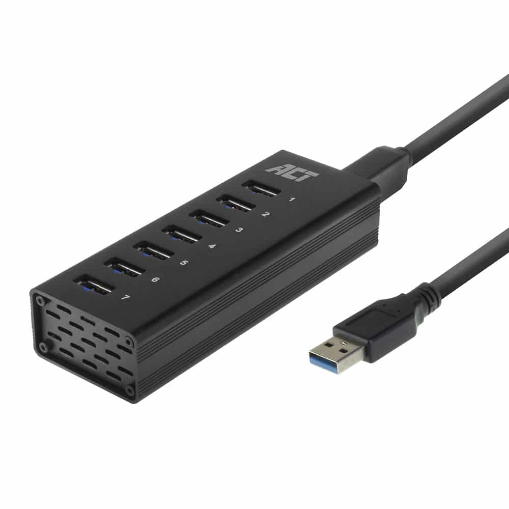 ACT, AC6315 USB HUB3.0 7-PORT 20W POWER SUPPLY BLACK