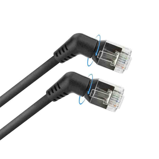 ACT DD1900 0.5m U/FTP CAT6A SLIMLINE PATCH CABLE WITH ANGLED 360° ROTATABLE RJ45 CONNECTORS BLACK