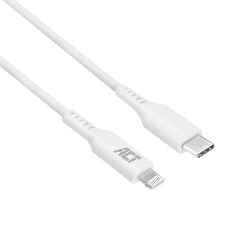 ACT AC3015 2m USB-C TO LIGHTNING M/M DATA/CHARGING CBL WHITE MFI CERTIFIED