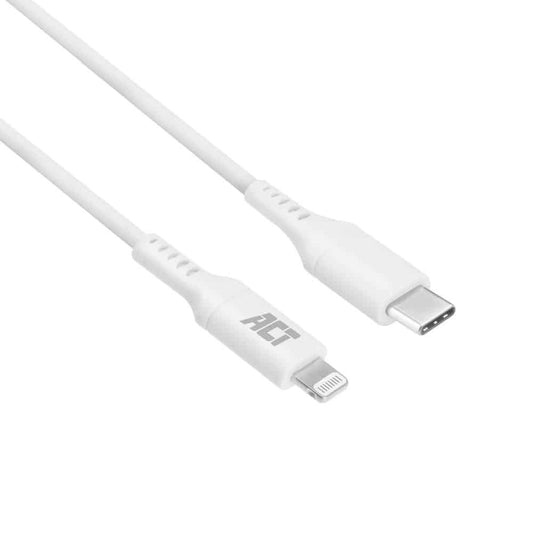 ACT AC3015 2m USB-C TO LIGHTNING M/M DATA/CHARGING CBL WHITE MFI CERTIFIED