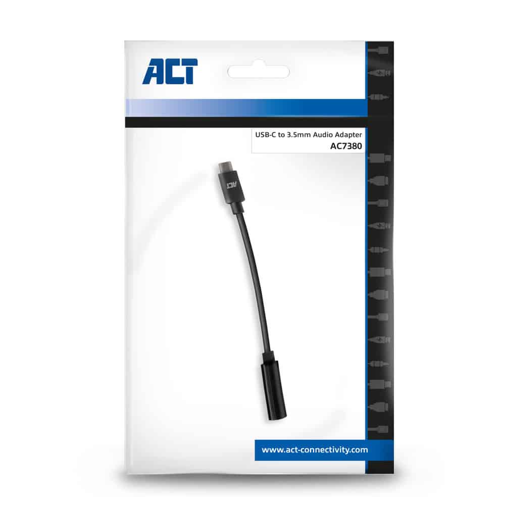 ACT AC7380 USB TYPE- C TO 3.5mm JACK F AUDIO ADAPTOR BLACK