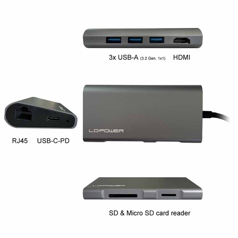 LC-POWER, LC-HUB-C-MULTI-5 USB-C HUB WITH CARD READER