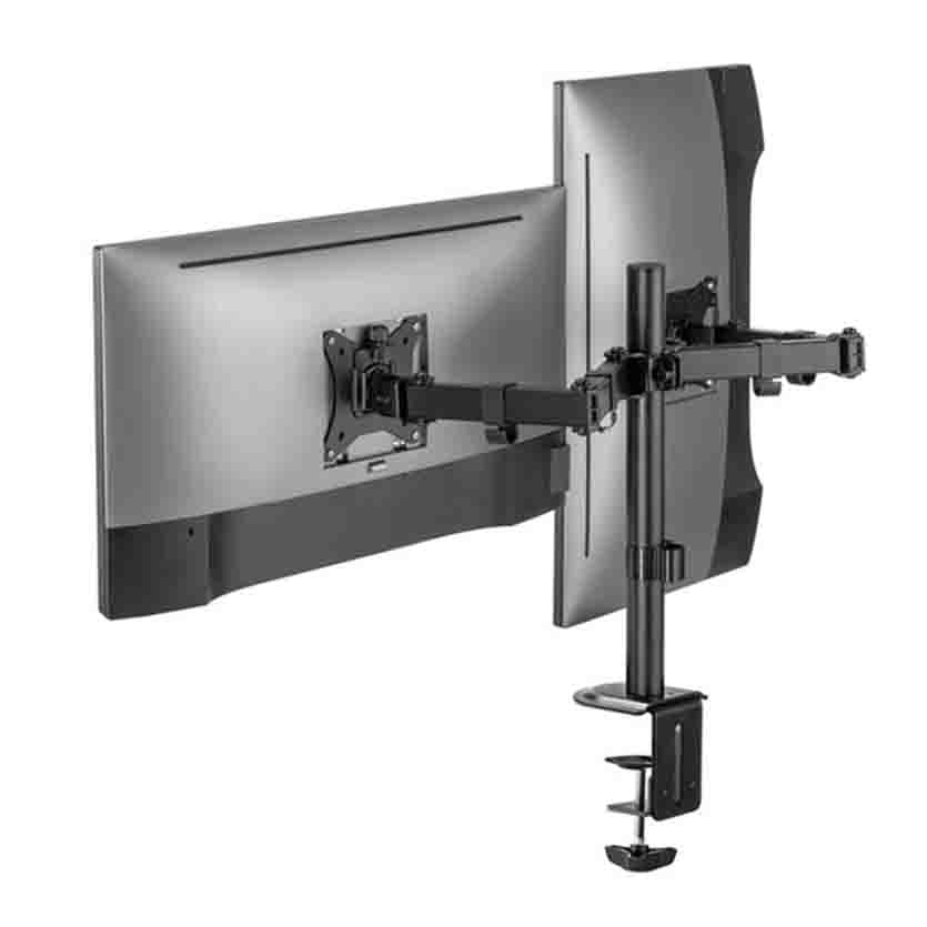 LC-POWER LC-EQE-A32B-D DUAL MONITOR ARM FOR 17”-32” 9KG max. PER ARM BLACK
