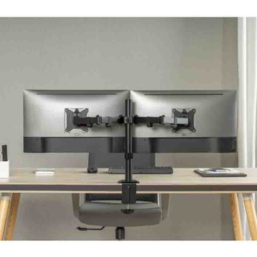 LC-POWER LC-EQE-A32B-D DUAL MONITOR ARM FOR 17”-32” 9KG max. PER ARM BLACK