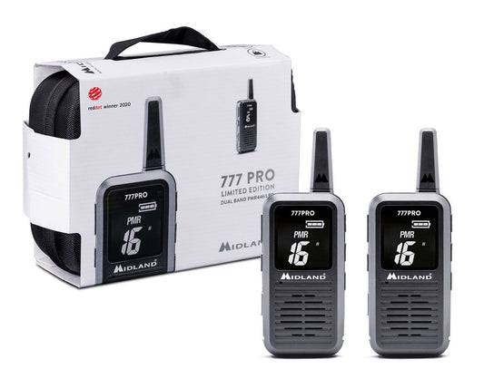Midland 777PRO Business PMR Radios Valibox includes 2x Earphones, 2x Lanyards & Carry Case