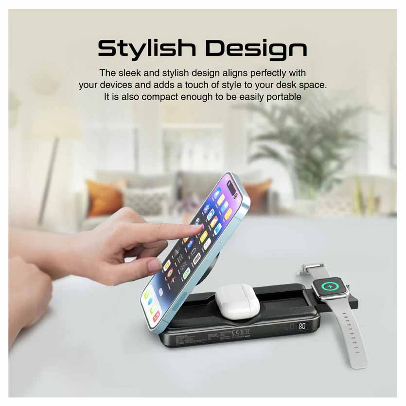 PROMATE POWERPACK-FOLD 5-IN-1 FOLDABLE MAGSAFE COMPATIBLE W/LESS POWERBANK