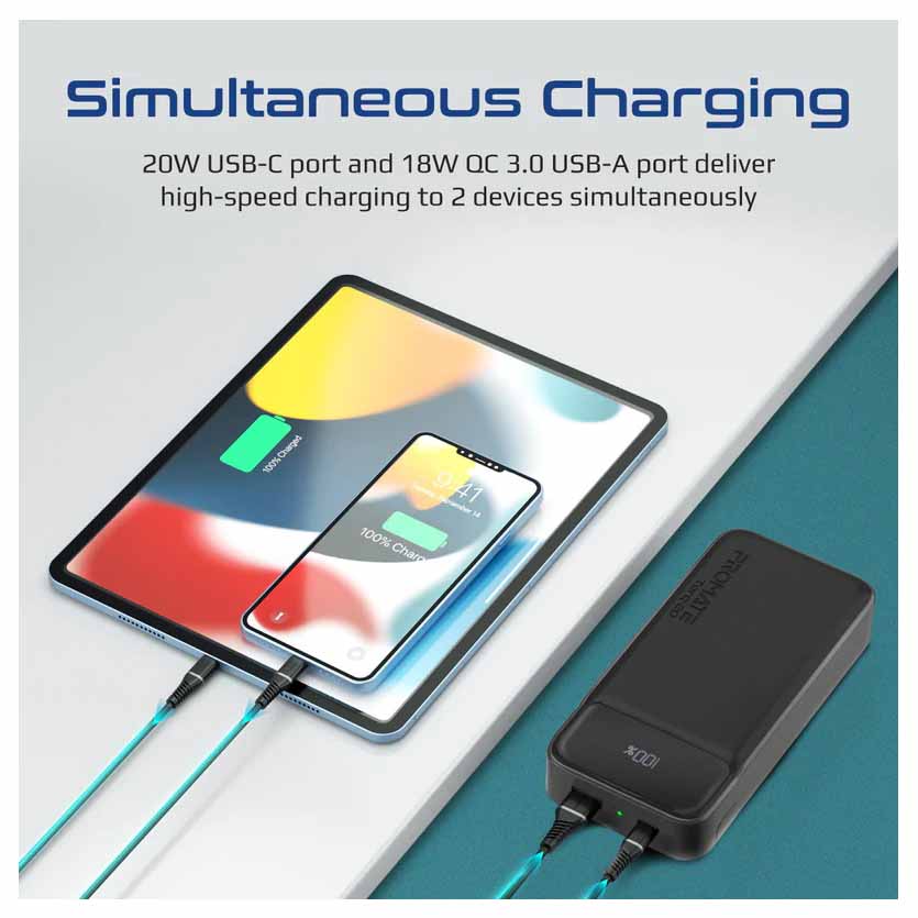 PROMATE TORQ-20.BLACK 20000mAh SUPER SLIM POWERBANK