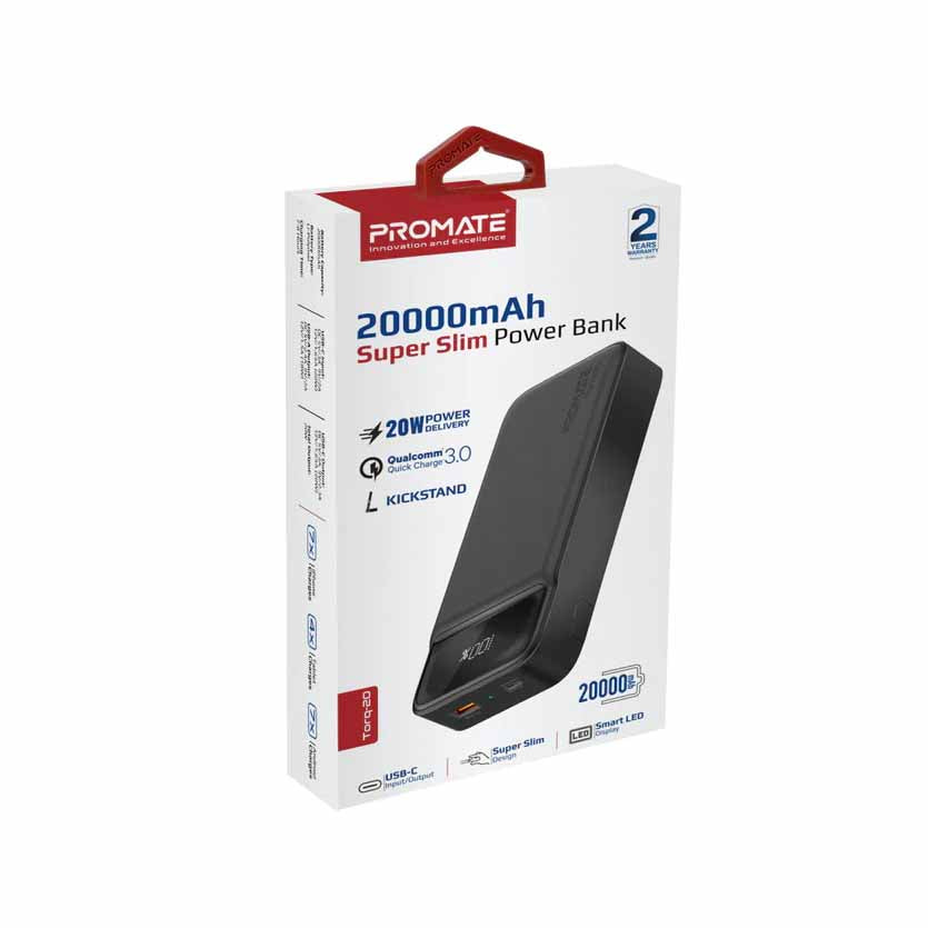 PROMATE TORQ-20.BLACK 20000mAh SUPER SLIM POWERBANK