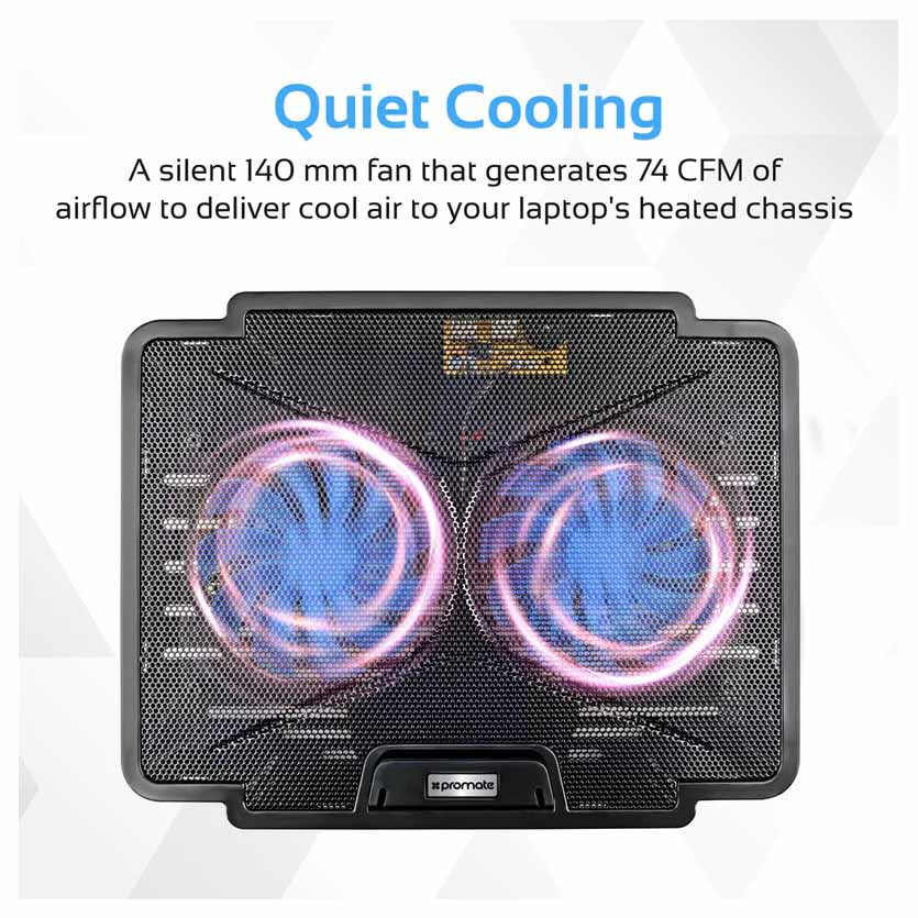 PROMATE AIRBASE-1.BLACK COOLING PAD FOR LAPTOP W/SILENT FAN TECHNOLOGY