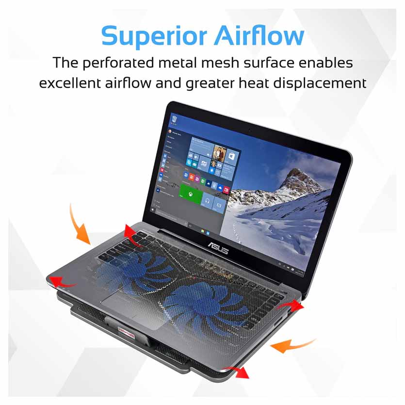 PROMATE AIRBASE-1.BLACK COOLING PAD FOR LAPTOP W/SILENT FAN TECHNOLOGY