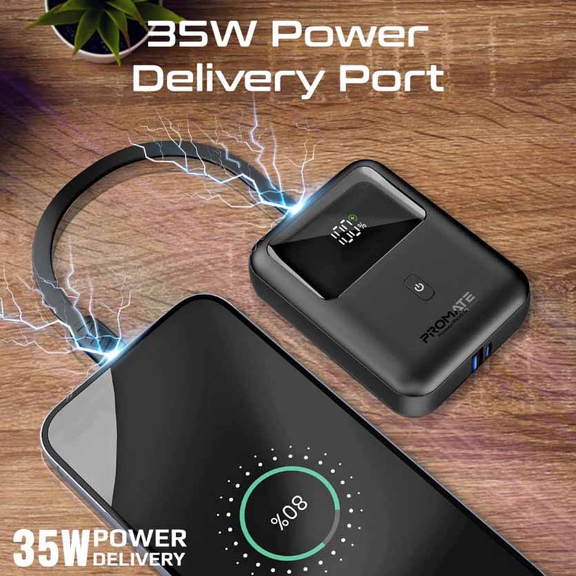 PROMATE POWERPOD-10.BLACK 10000mAh COMPACT POWERBANK 35W