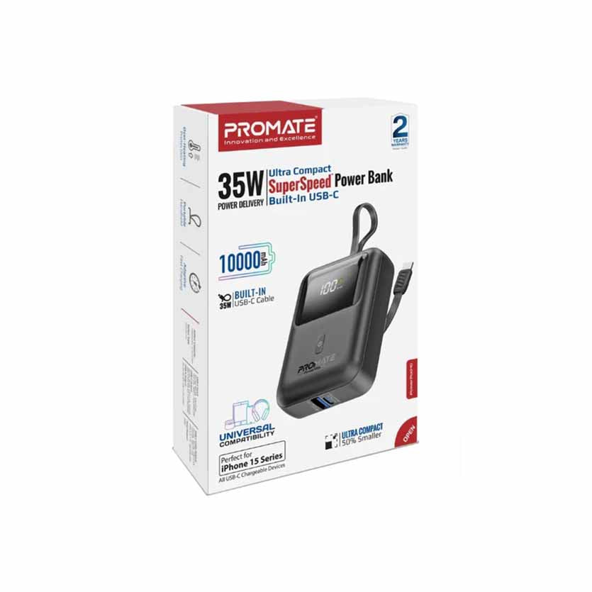 PROMATE POWERPOD-10.BLACK 10000mAh COMPACT POWERBANK 35W