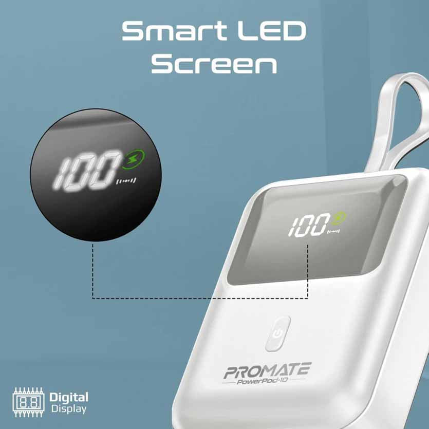 PROMATE POWERPOD-10.WHITE 10000mAh COMPACT POWERBANK 35W