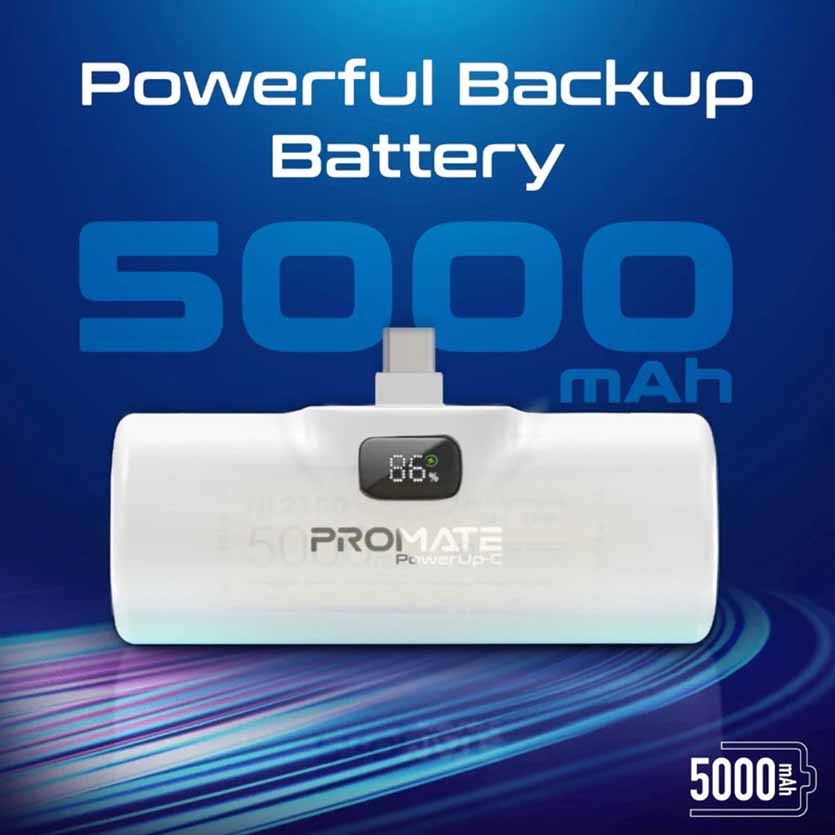 PROMATE POWERUP-C.WHITE 5000mAh COMPACT POWERBANK 20W