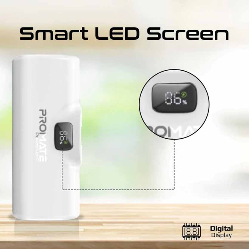PROMATE POWERUP-C.WHITE 5000mAh COMPACT POWERBANK 20W