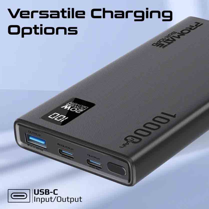 PROMATE BOLT-10PD.BLACK 10000mAh COMPACT SMART POWERBANK