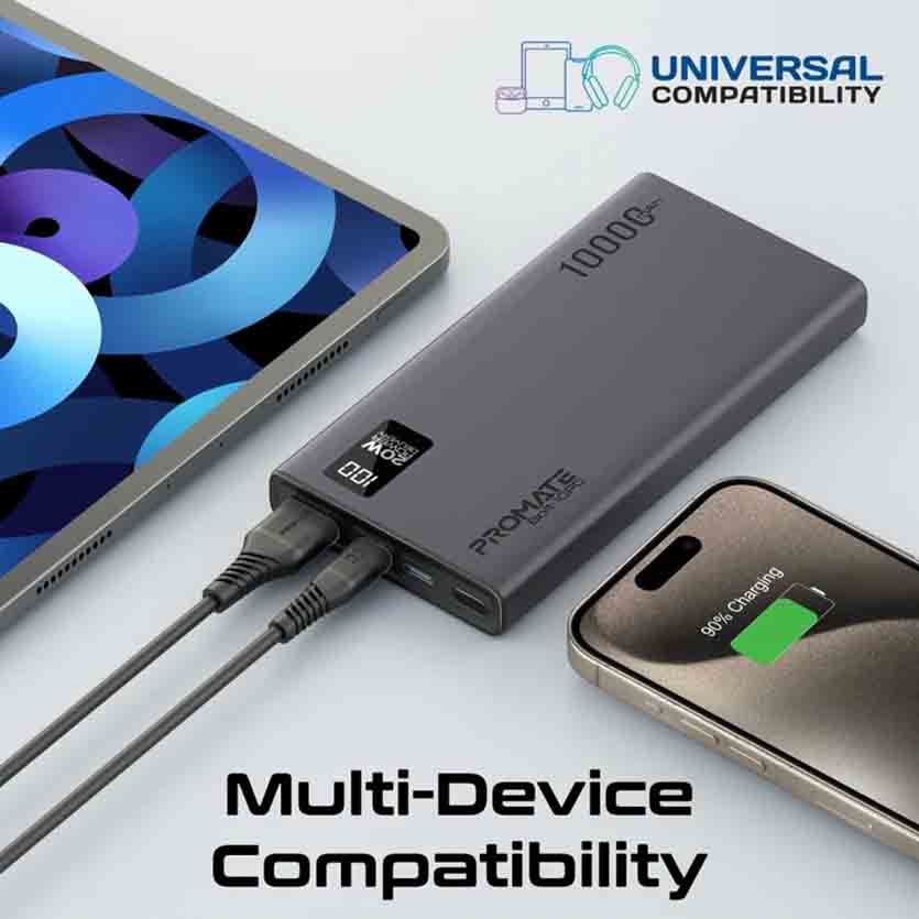 PROMATE BOLT-10PD.BLACK 10000mAh COMPACT SMART POWERBANK