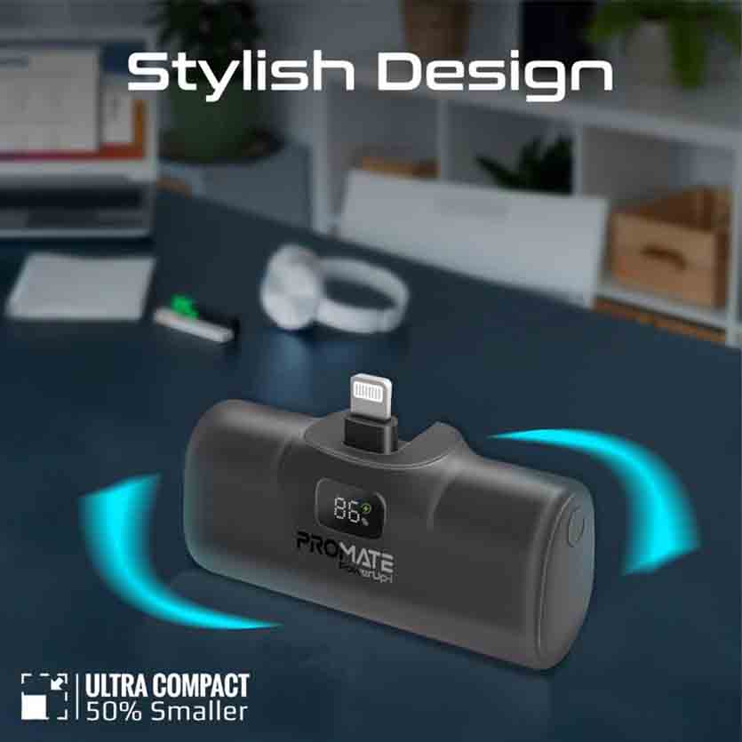 PROMATE POWERUP-I.BLACK 5000mAh COMPACT FAST POWERBANK