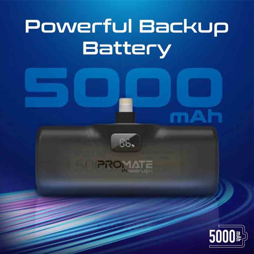 PROMATE POWERUP-I.BLACK 5000mAh COMPACT FAST POWERBANK
