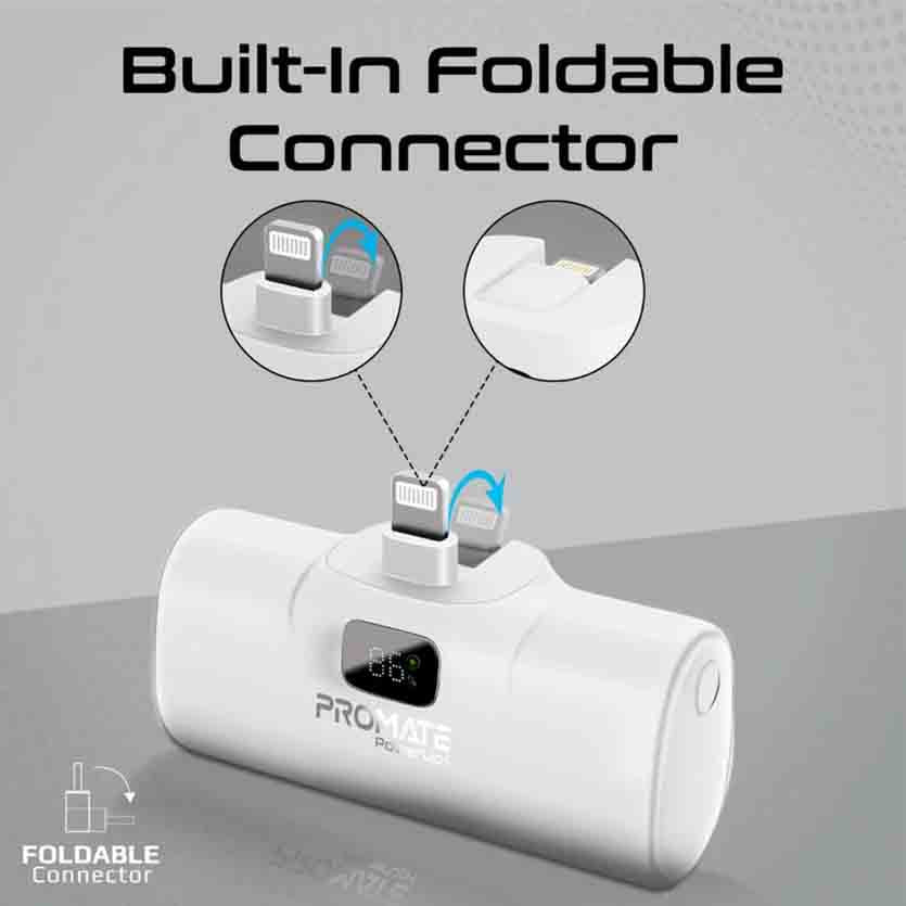 PROMATE POWERUP-I.WHITE 5000mAh COMPACT FAST POWERBANK CONNECTOR