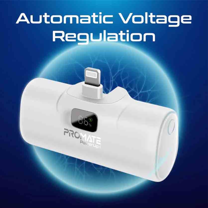 PROMATE POWERUP-I.WHITE 5000mAh COMPACT FAST POWERBANK CONNECTOR