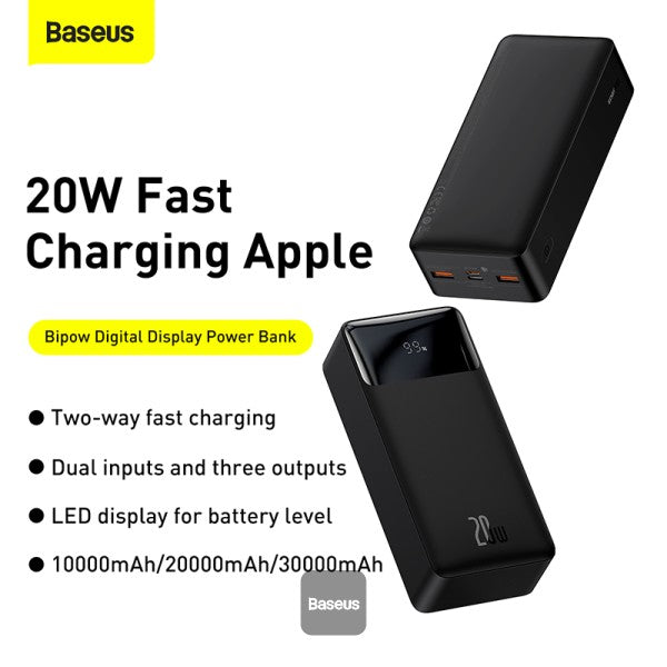 Baseus Powerbank 20W 30000mAh Bipow Black