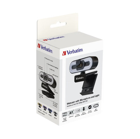 Verbatim AWC-02 Webcam Full HD Autofocus with Microphone & Light