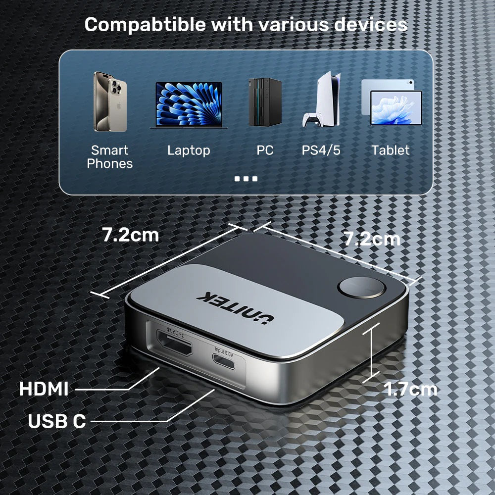 Unitek Wireless Screen Sharing Adapter Up to 25M Black